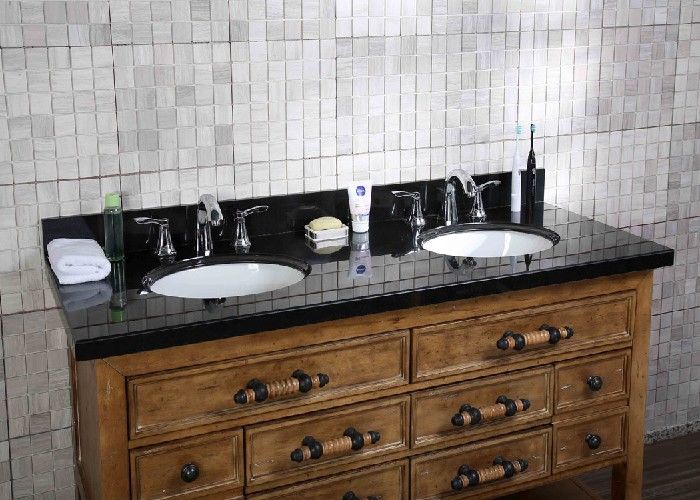 Heat Resistant Granite Bathroom Vanity , Double Sink Bathroom Vanity Elegant